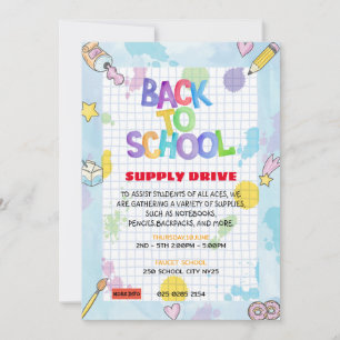 Invitation Graphique Papier Retour à l'école Approvisionnemen