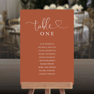 Invitation Graphisme de cœur en terre cuite Tableau Numéro Pl