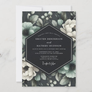 Invitation Graphite Viridian Flora Mariage