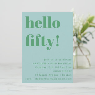 Invitation Gras Bleu Clair Cute Simple Moderne 50e Anniversai