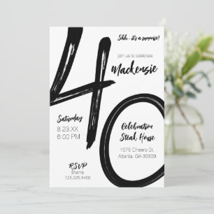 Invitation Gras Brush Stroke 40e anniversaire Surprise Party