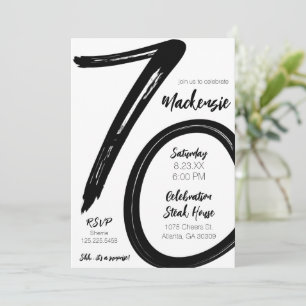 Invitation Gras Brush Stroke 70e anniversaire Surprise Party