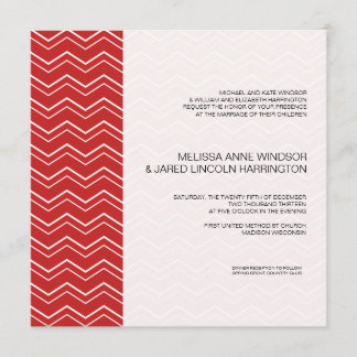 Invitation Gras Chevron Grille Rouge Moderne Abordable