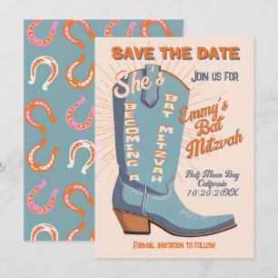 Invitation Gras Coloré Cowboy Bat mitzvah occidental