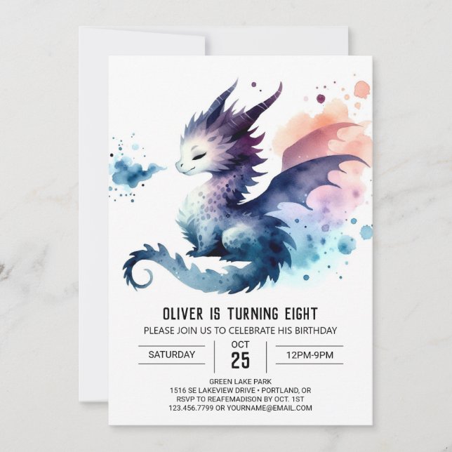 Invitation Gras Dragon Anniversaire Personnalisé (Devant)
