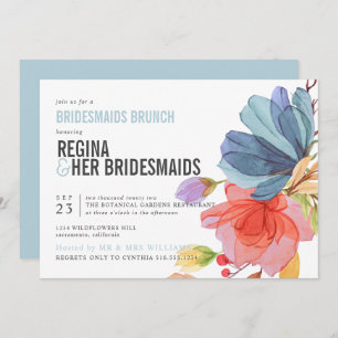 Invitation Gras Fleur sauvage Aqua Bridesmaitres Brunch Lunch