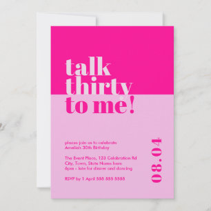 Invitation Gras Hot rose 'Talk Thirty to Me' 30e anniversaire