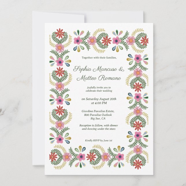 Invitation Gras Mariage floral (Devant)