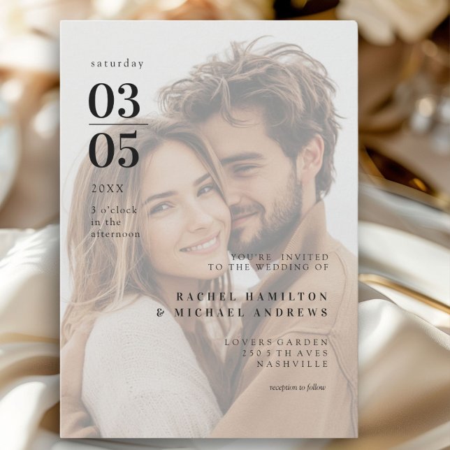 Invitation Gras, Minimal, Trending, Photo, Mariage (Bold, Minimal, Trending, Photo, Wedding Invitation)