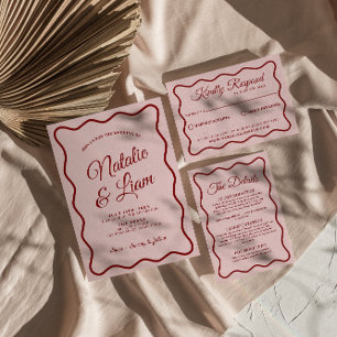 Invitation Gras moderne coloré Whimsical Retro Funky Mariage