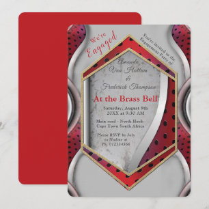 Invitation Gras moderne métal 3D Gris rouge texture look