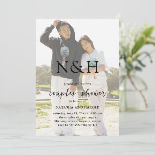 Invitation Gras Monogramme Photo Couples modernes Fête des ma