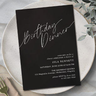 Invitation Gras Noir et Blanc Moderne Sleek Dîner d'anniversa