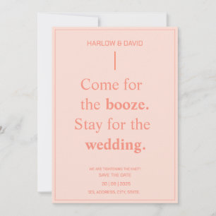 Invitation Gras Peach Wedding Enregistrer les dates