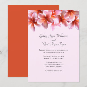 Invitation Gras Plumeria Bordure florale Mariage simple