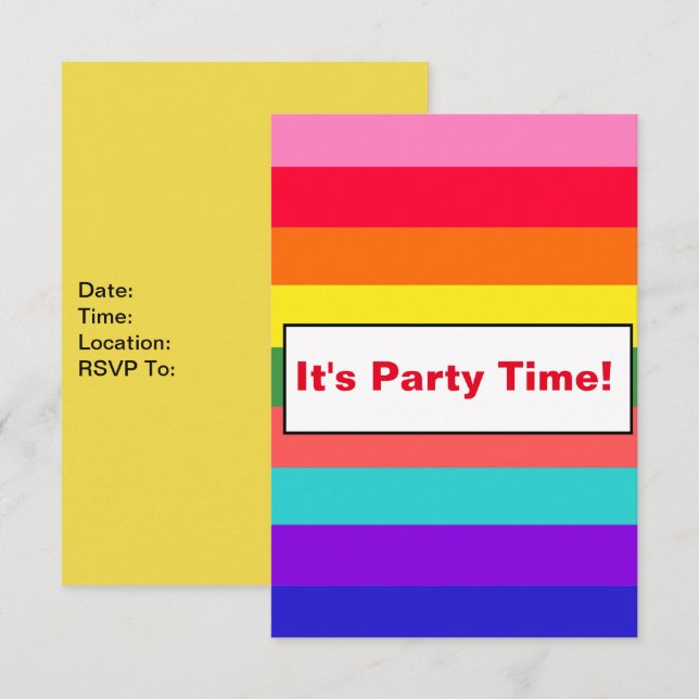 Invitation Gras Rainbow Stripes (Devant / Derrière)
