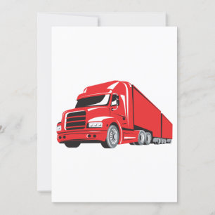 Invitation Gras Red Semi-Truck Big Rig Trucker