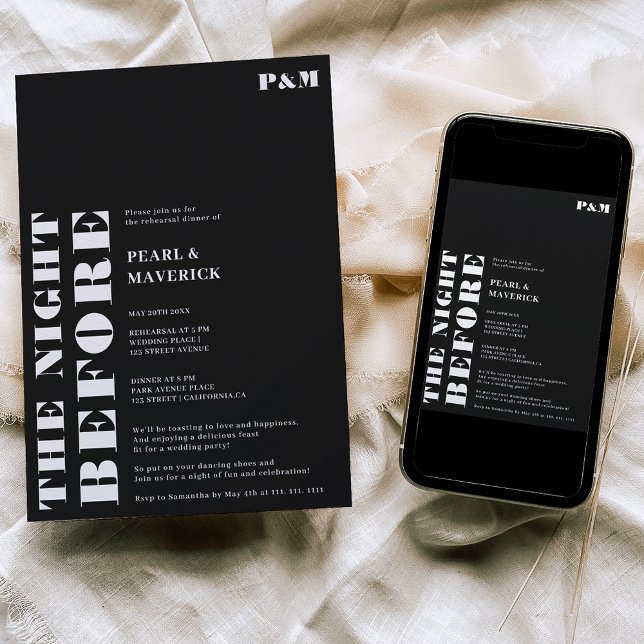 Invitation Gras simple blanc noir mariage (Créateur téléchargé)