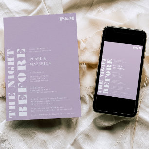 Invitation Gras simple lavande mariage dîner de répétition