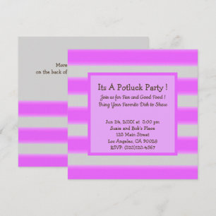 Invitation Gras Simple Stripes Pink Potluck Party
