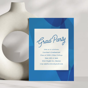 Invitation Gras Unique Abstrait Blue Graduation Party