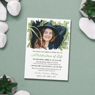 Invitation Grass Green Brossé Frontières Photo Vie Célébratio
