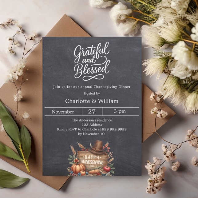 Invitation Grateful bénie Thanksgiving Dîner (Créateur téléchargé)