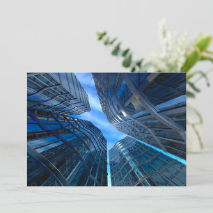 Invitation Gratte-ciel en verre bleu Urbain Futuriste