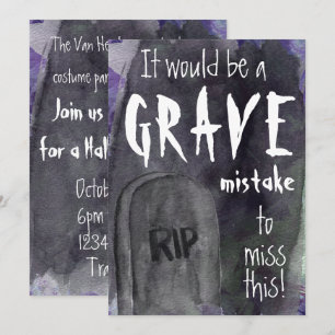 Invitation grave de Halloween d'aquarelle