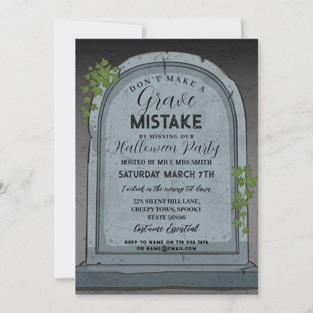 Invitation Grave Erreur Graveyard Gothique Halloween (Devant)