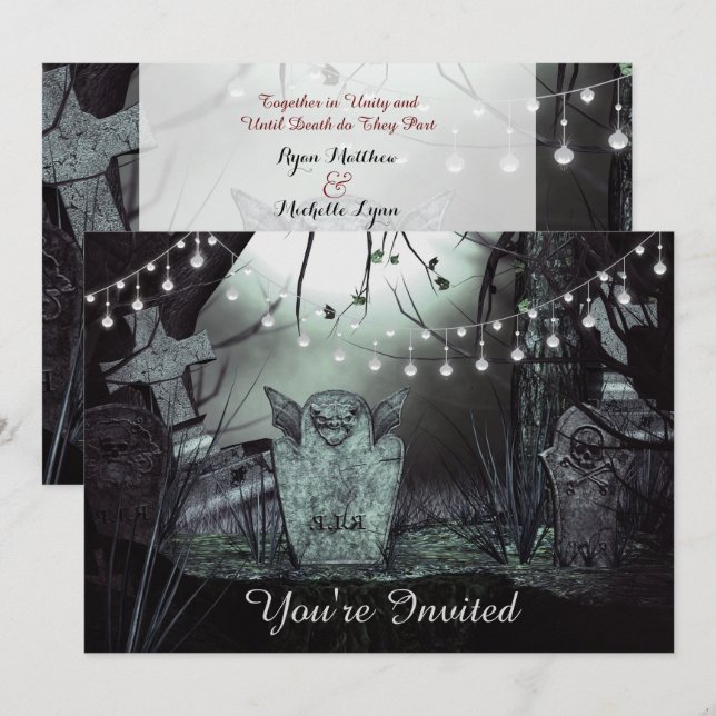 Invitation Graveyard gothique, Des Lumières Enchantant Mariag (Devant / Derrière)