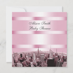 Invitation Gravure de la skyline de NYC 2 Fête de Naissance R