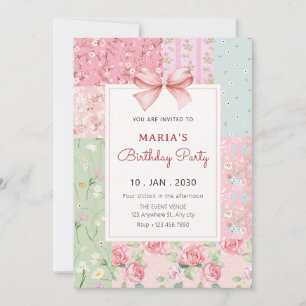 Invitation Gravure vintage à fleurs