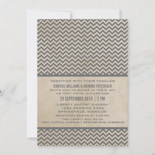 Invitation Gray Chic Chevron Mariage Inviter