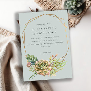 INVITATION GRAY DESERT SUCCULENT CACTI FOLIAGE FRAME MARIAGE