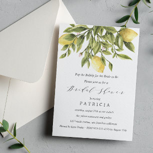 Invitation Gray Fête des mariées Mariage citrons et feuilla