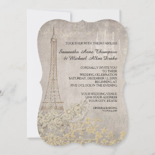 Invitation Gray Glam Vintage Paris Paris Mariage élégant et p