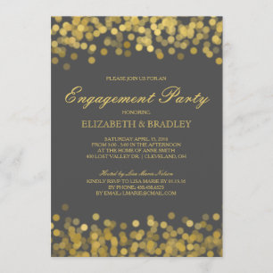 Invitation Gray Gold Twinkle moderne d'engagement nuptiale