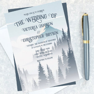 Invitation Gray Mountain Fog Forest Wilderness Mariage d'hive