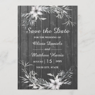 Invitation Gray rustique. Grange en bois mariage Enregistrer