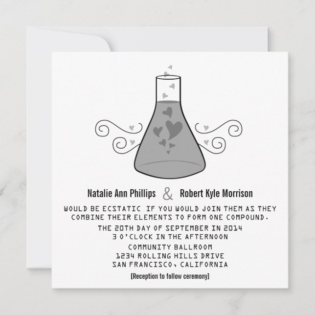 Invitation Gray Sweet Chimie Mariage Inviter (Devant)