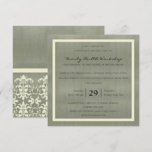 INVITATION GRAY VELVET WHITE DAMASK CLASSIQUE ATELIER ÉVÉNEME