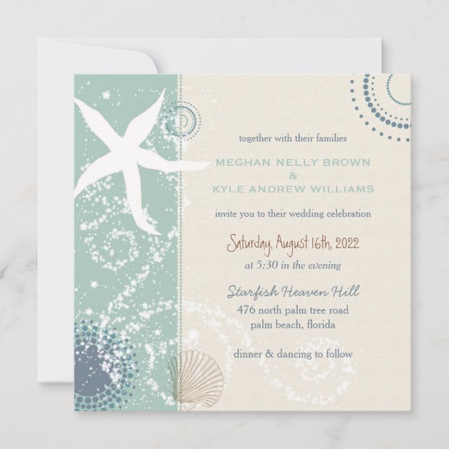 Invitation Grayed Jade Dusky Blue Beach Wedding (Devant)
