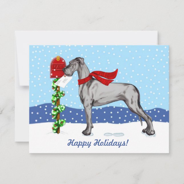 Invitation Great Dane Christmas Mail Black UC (Devant)