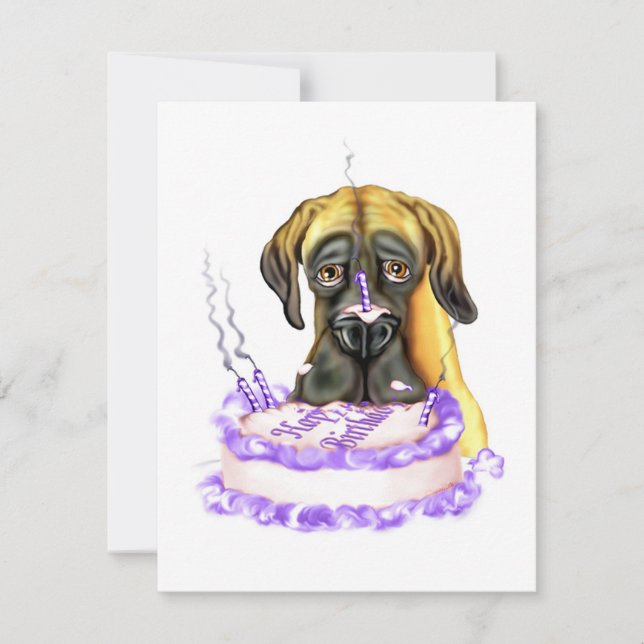 Invitation Great Dane Fawn UC Anniversaire Cake (Devant)