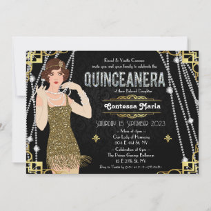 Invitation Great Gatsby Flapper Girl Quinceanera 