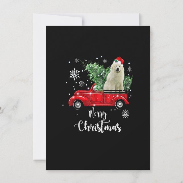 Invitation Great Pyrenees Ride Red Truck Christmas Pajama (Devant)
