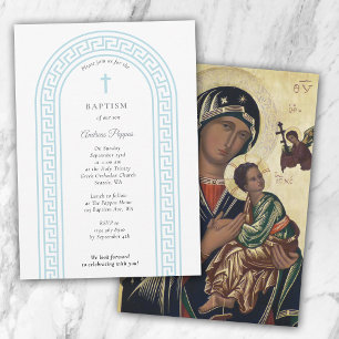 Invitation Grec Orthodoxe baptême Baptême Bleu Clé grecque