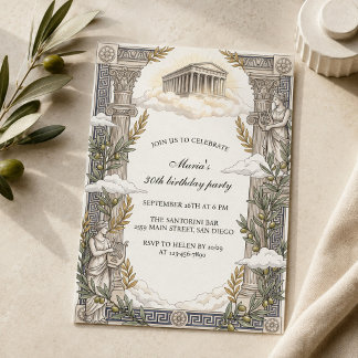 Invitation Grèce Antique Mythologie Grecque Temple Anniversai