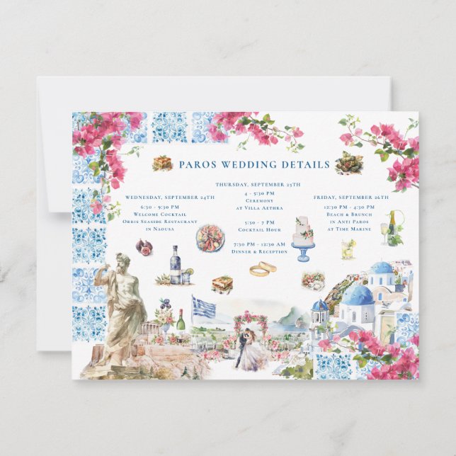 Invitation Grèce Mariage Weekend Welcome Digital (Dos)